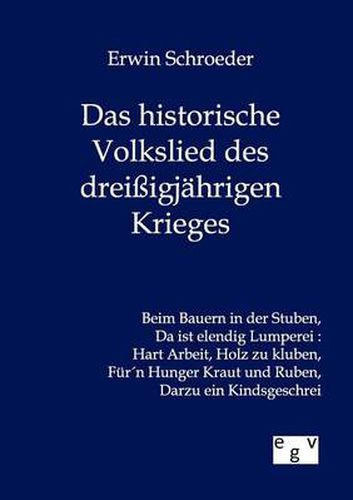 Cover image for Das historische Volkslied des dreissigjahrigen Krieges