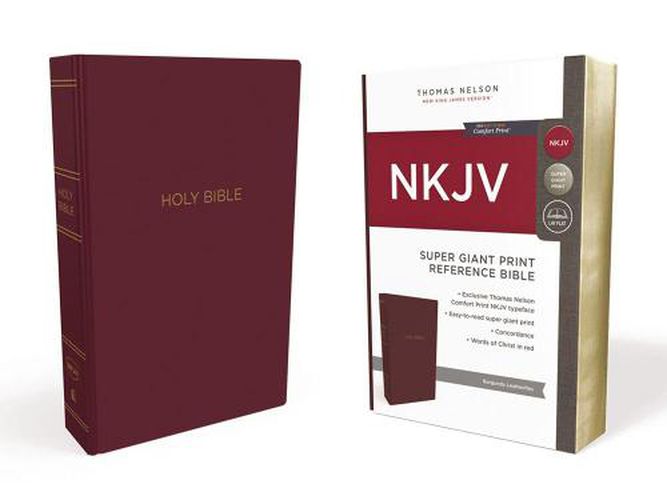 NKJV Holy Bible, Super Giant Print Reference Bible, Burgundy Leather-look, 43,000 Cross references, Red Letter, Comfort Print: New King James Version