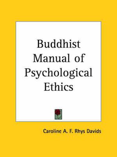 Cover image for Buddhist Manual of Psychological Ethics (1900)