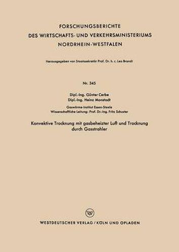 Cover image for Konvektive Trocknung Mit Gasbeheizter Luft Und Trocknung Durch Gasstrahler