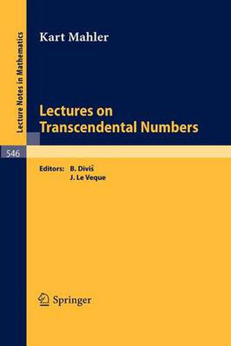 Cover image for Lectures on Transcendental Numbers