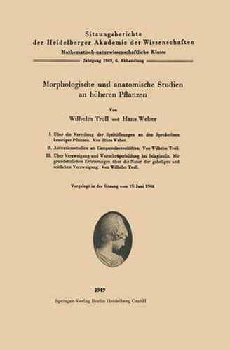 Cover image for Morphologische Und Anatomische Studien an Hoeheren Pflanzen