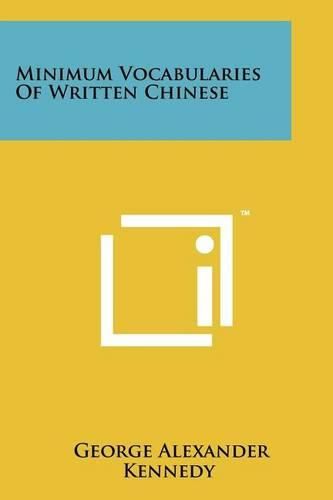 Cover image for Minimum Vocabularies of Written Chinese