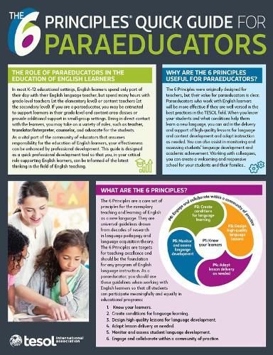 Cover image for The 6 Principles (R) Quick Guide for Paraeducators