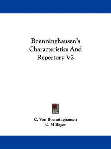 Cover image for Boenninghausen's Characteristics and Repertory V2