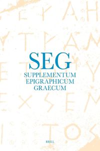 Cover image for Supplementum Epigraphicum Graecum, Volume LXVIII (2018)