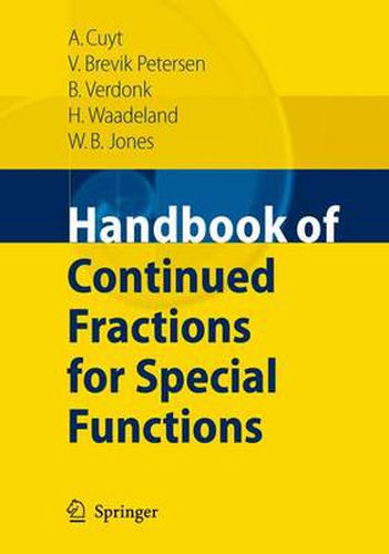 Cover image for Handbook of Continued Fractions for Special Functions