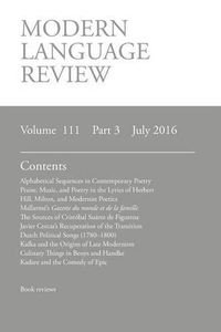 Cover image for Modern Language Review (111: 3) July 2016