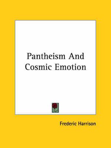 Cover image for Pantheism and Cosmic Emotion