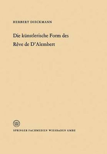 Cover image for Die Kunstlerische Form Des Reve de d'Alembert