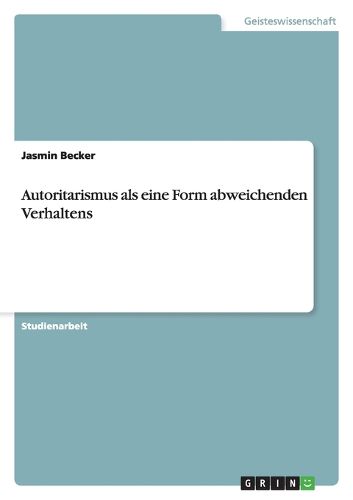 Cover image for Autoritarismus als eine Form abweichenden Verhaltens