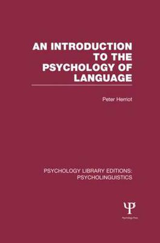 Cover image for An Introduction to the Psychology of Language