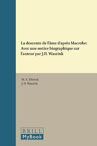 Cover image for La descente de l'ame d'apres Macrobe