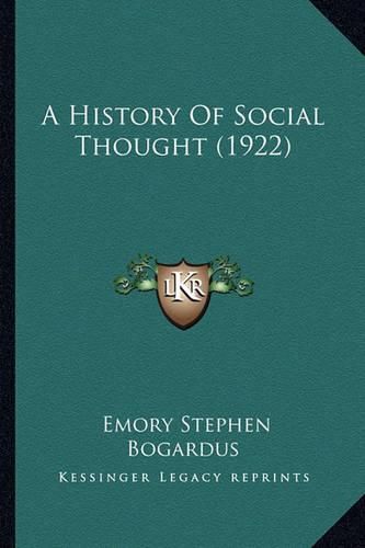 Cover image for A History of Social Thought (1922)