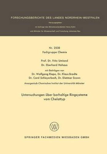 Cover image for Untersuchungen UEber Borhaltige Ringsysteme Vom Chelattyp