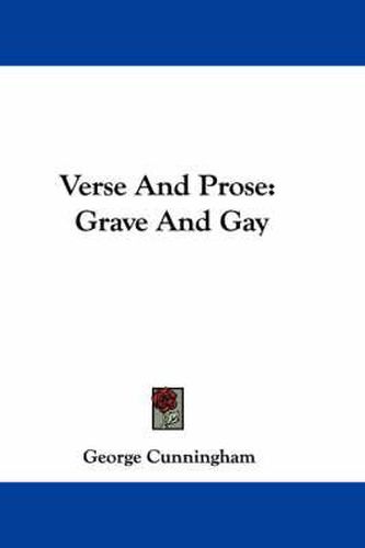 Cover image for Verse and Prose: Grave and Gay