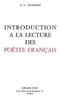 Cover image for Introduction a la Lecture Des Poetes Francais