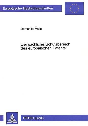 Cover image for Der Sachliche Schutzbereich Des Europaeischen Patents