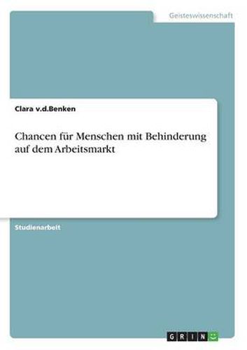 Cover image for Chancen fur Menschen mit Behinderung auf dem Arbeitsmarkt