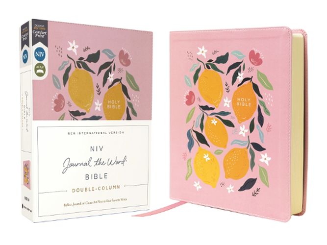 Cover image for NIV, Journal the Word Bible (Perfect for Note-Taking), Double-Column, Leathersoft, Pink, Red Letter, Comfort Print