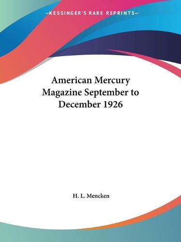 Cover image for American Mercury Magazine (September to December 1926)