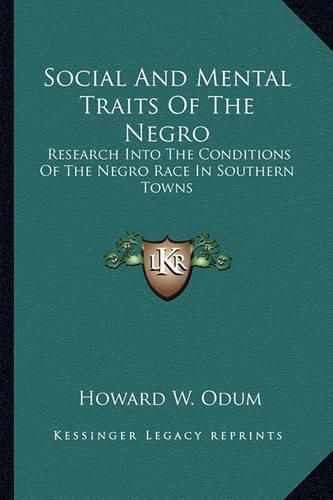 Cover image for Social And Mental Traits Of The Negro