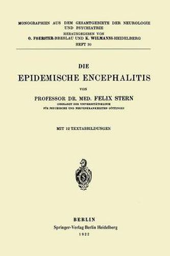 Cover image for Die Epidemische Encephalitis