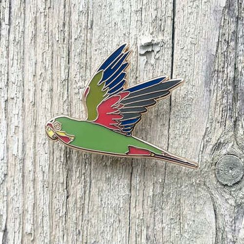 Cover image for Swift Parrot in Flight Enamel Pin