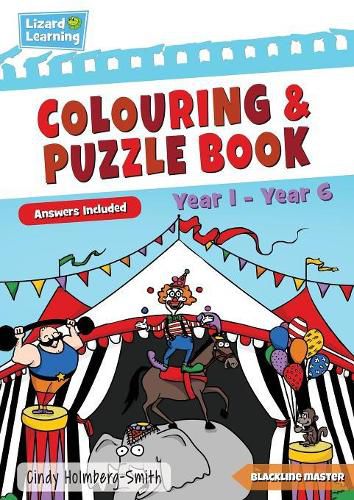 Cover image for Lizard Learning Colouring and Puzzle Book: Year 1 - Year 6