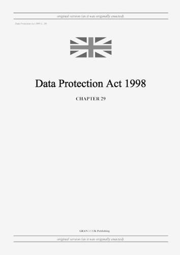 Cover image for Data Protection Act 1998 (c. 29)