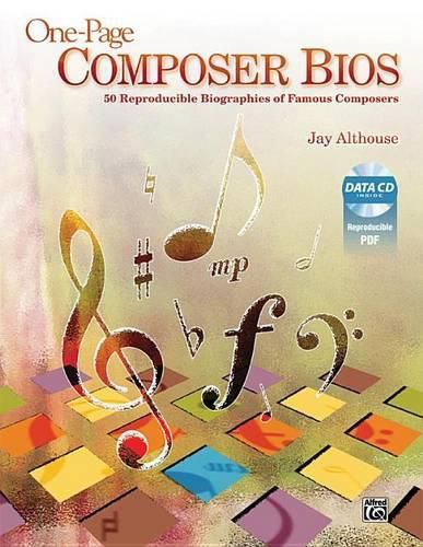 Cover image for One-Page Composer Bios: 50 Reproducible Biographies of Famous Composers