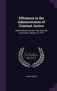 Cover image for Efficiency in the Administration of Criminal Justice: Address Before the New York State Bar Association, January 12, 1917