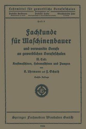 Cover image for Fachkunde Fur Maschinenbauer: Und Verwandte Berufe an Gewerblichen Berufsschulen