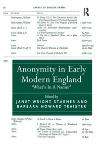 Cover image for Anonymity in Early Modern England: What's In A Name?