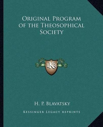 Cover image for Original Program of the Theosophical Society