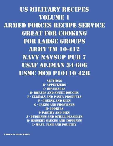Cover image for US Military Recipes Volume 1 Armed Forces Recipe Service Great for Cooking for Large Groups