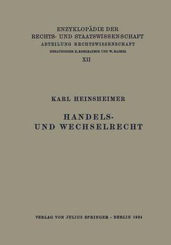 Cover image for Handels- Und Wechselrecht