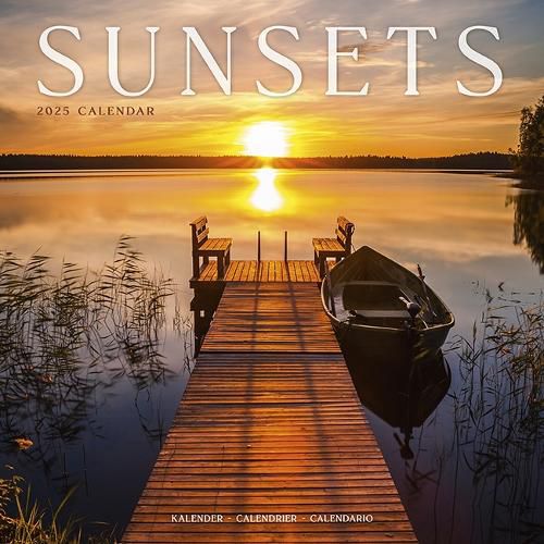 Cover image for Sunsets Calendar 2025 Square Travel Wall Calendar - 16 Month