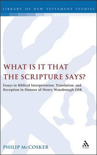 Cover image for What is it that the Scripture Says?: Essays in Biblical Interpretation, Translation, and Reception in Honour of Henry Wansbrough OSB