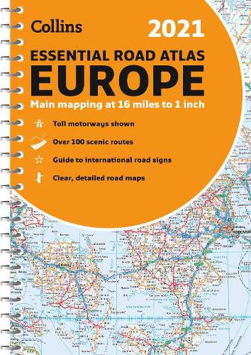 Road Atlas Europe 2021 Essential: A4 Spiral