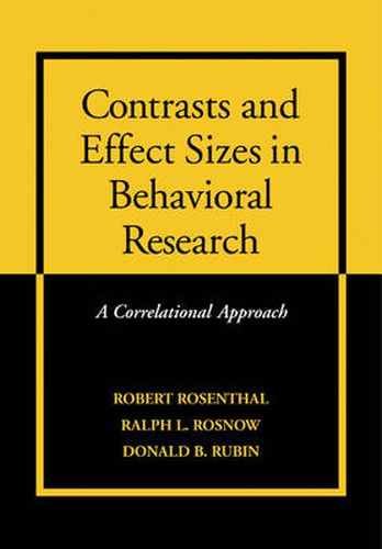 Cover image for Contrasts and Effect Sizes in Behavioral Research: A Correlational Approach