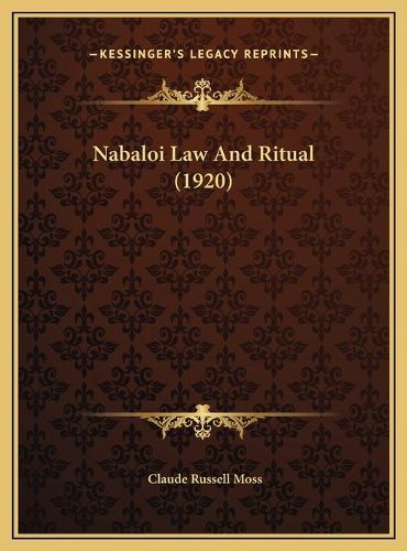 Cover image for Nabaloi Law and Ritual (1920)