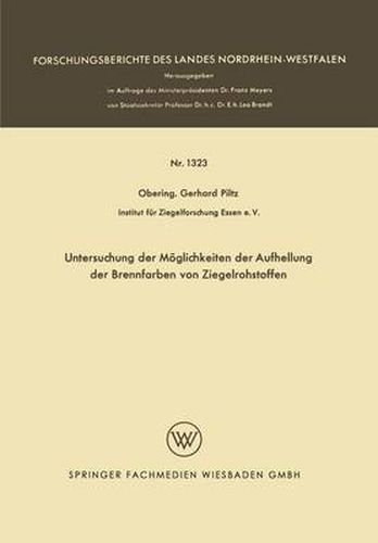 Cover image for Untersuchung Der Moeglichkeiten Der Aufhellung Der Brennfarben Von Ziegelrohstoffen
