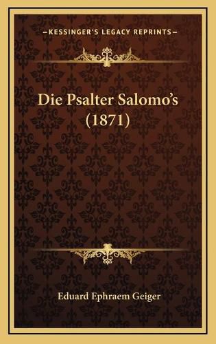 Cover image for Die Psalter Salomo's (1871)