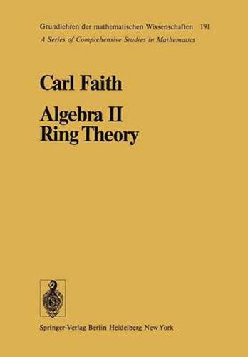 Cover image for Algebra II Ring Theory: Vol. 2: Ring Theory