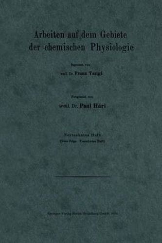 Cover image for Arbeiten Auf Dem Gebiete Der Chemischen Physiologie