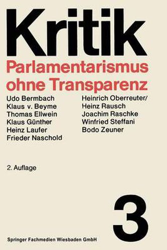 Cover image for Parlamentarismus Ohne Transparenz