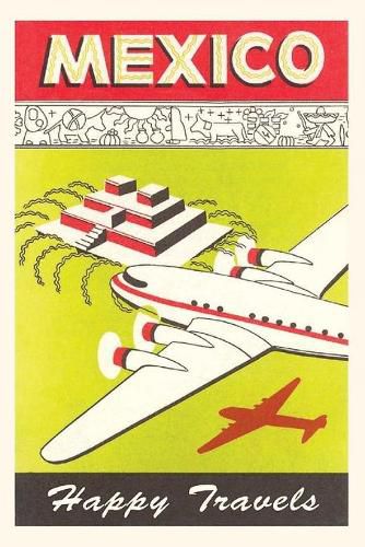 Cover image for Vintage Journal Plane Over Mexico Pyramid Travel Poster