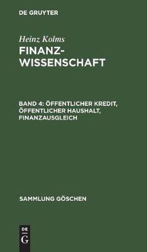 Cover image for OEffentlicher Kredit, oeffentlicher Haushalt, Finanzausgleich