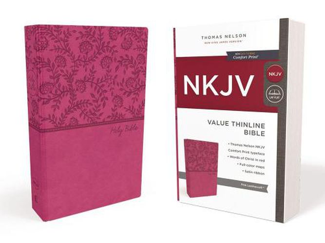 Cover image for NKJV, Value Thinline Bible, Leathersoft, Pink, Red Letter, Comfort Print: Holy Bible, New King James Version